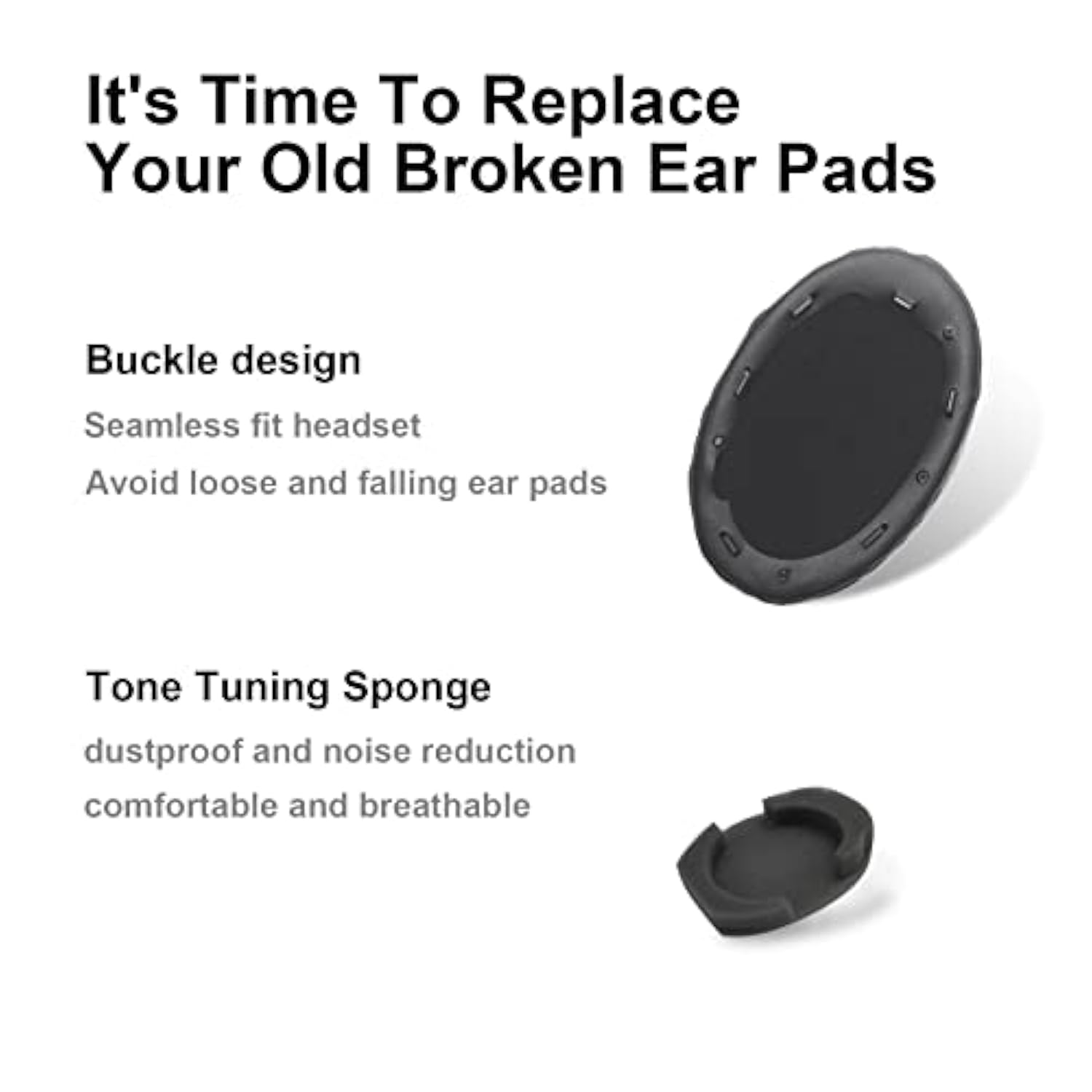 Wh-1000Xm3 Earpads, Wh1000Xm3 Ear Pads/Ear Cushion/Ear Cover Replacement Compatible With Sony Wh-1000Xm3 Headphone, With Softer Protein Leather, Noise Isolation Memory Foam