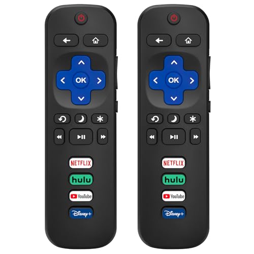 (Pack Of 2) Replacement Remote Control Only For Roku Tv, Compatible For Tcl Roku/Hisense Roku/Onn Roku/Sharp Roku/Element Roku/Westinghouse Roku/Philips Roku Smart Tvs (Not For Roku Stick And Box)