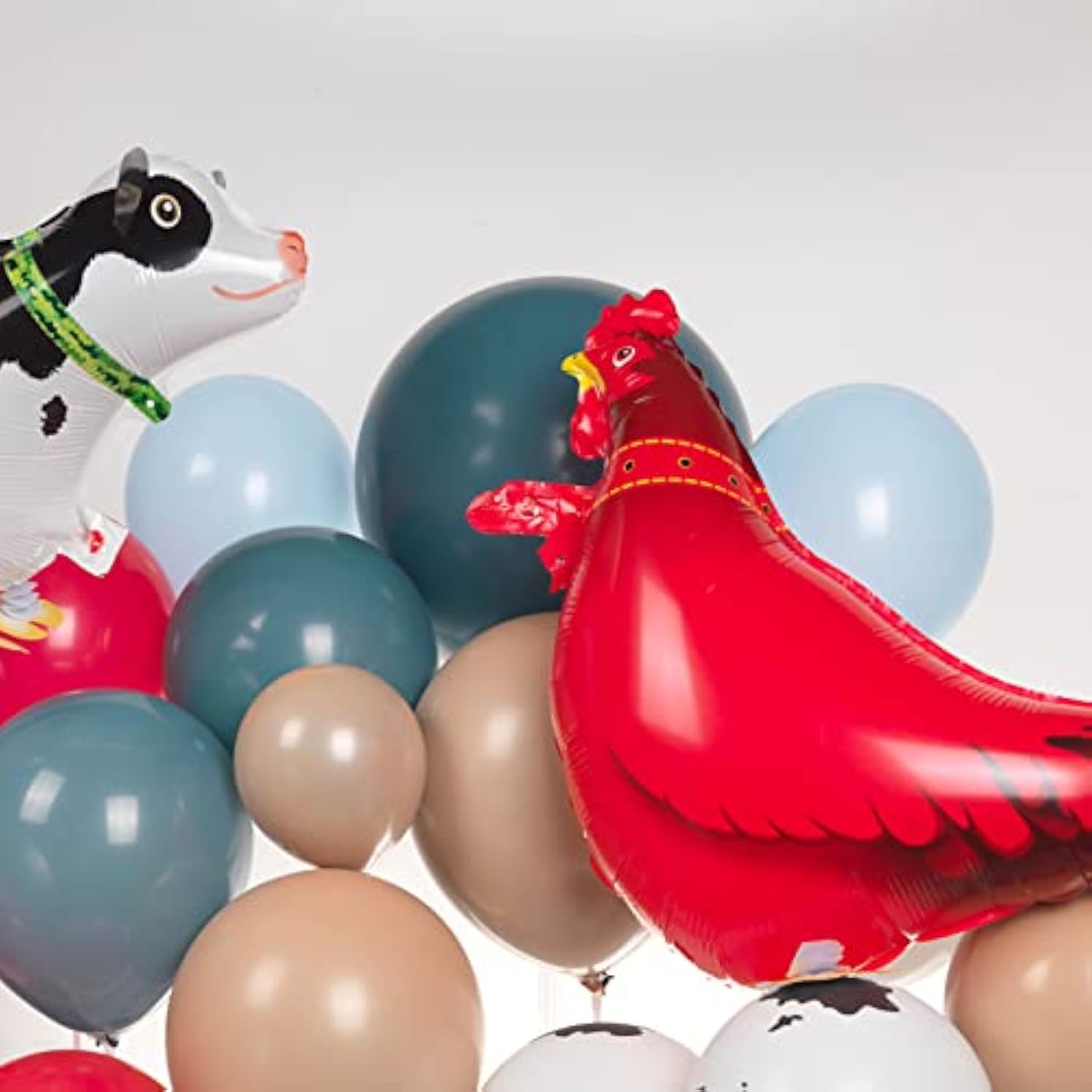 Cow Balloon Garland Arch Kit With Red And Blue Farm Animal Print Balloons For My First Rodeo Party Farm Barn Themed Birthday Decorations