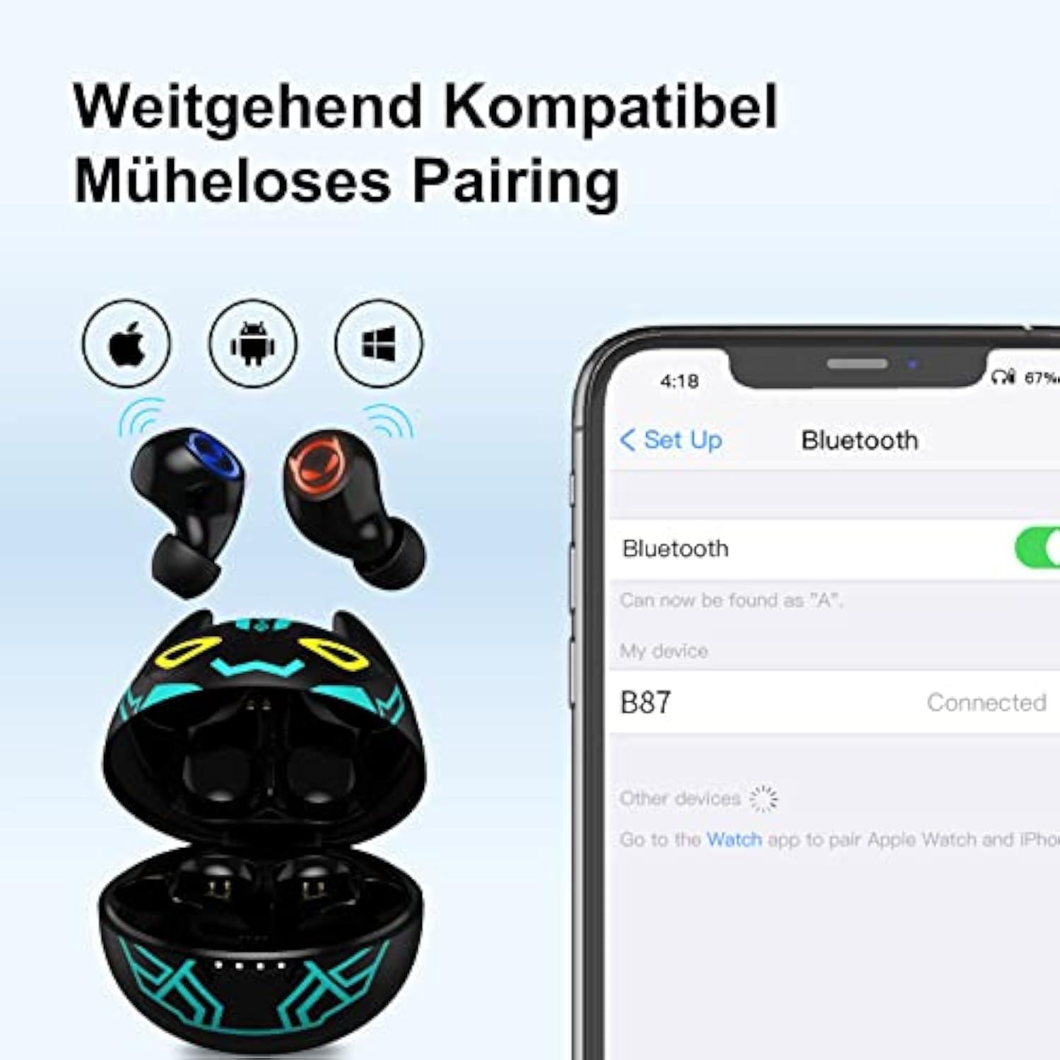 Kids Wireless Earbuds,Bluetooth In Ear Headphone With Microphone Comfort&Light
