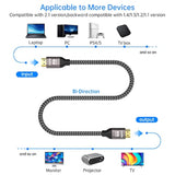 8K Hdmi Cable - 6Ft/2Pack, 8K@60Hz 4K@120Hz Hdmi 2.1 Braided Cord, Supports 48