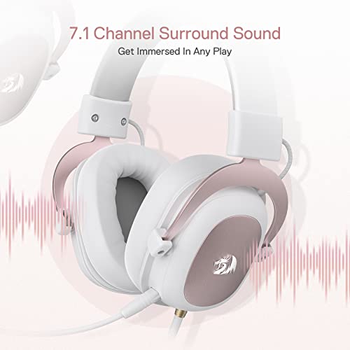 H510 Zeus White Wired Gaming Headset - 7.1 Surround Sound - Memory Foam Ear Pads - 53MM Drivers - Detachable Microphone - Multi Platforms for PC,