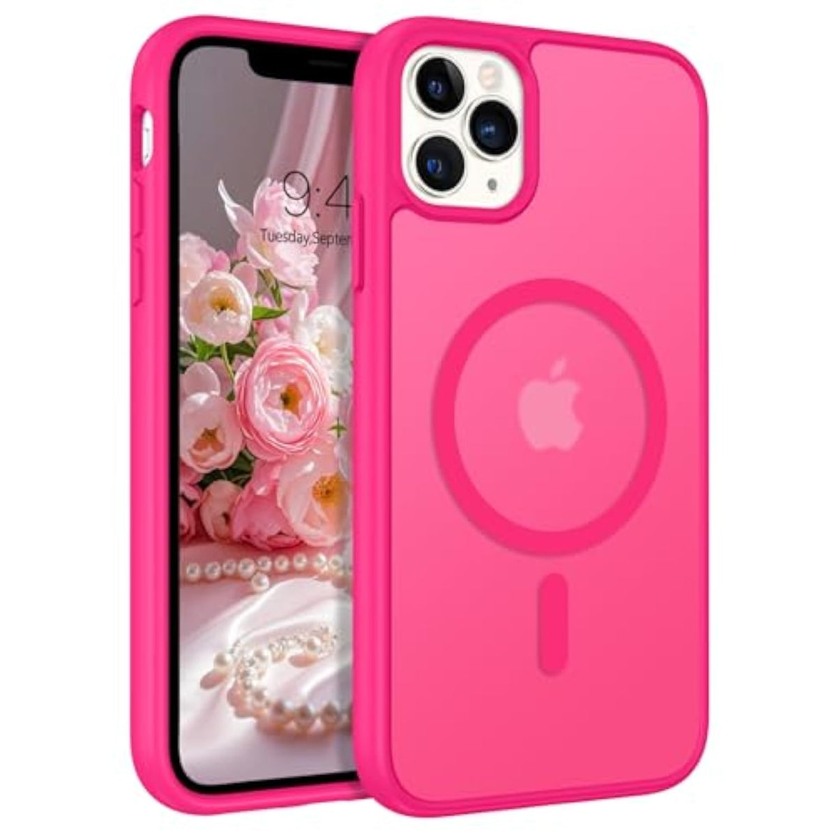 Magnetic For Iphone 11 Pro Case, [Compatible With Magsafe] [Military-Grade Drop Protection] Translucent Matte Slim Fit Shockproof Women Men Girl Phone Case For Iphone 11 Pro 5.8",Hot Pink