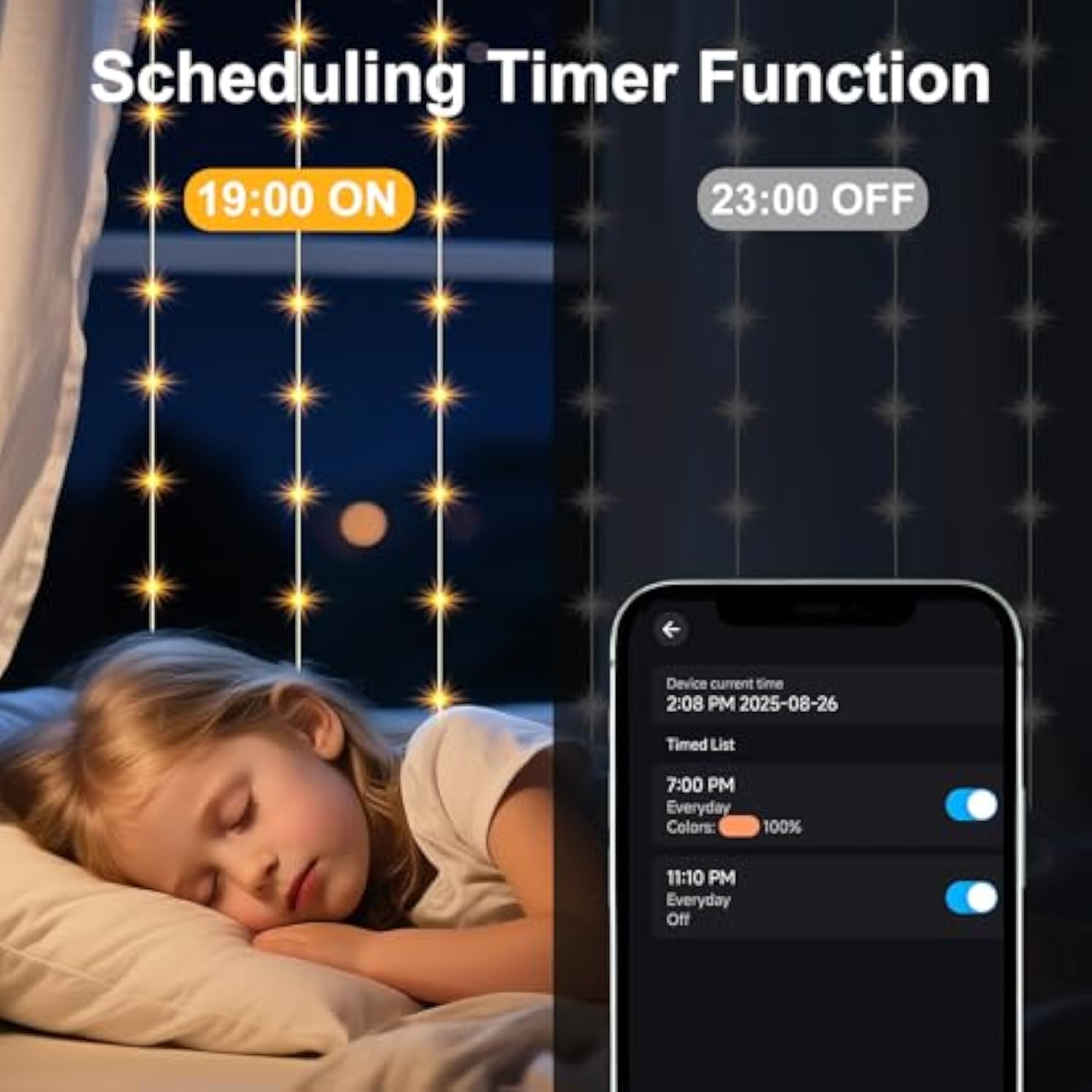 Color Changing 16Ft 50Led Smart Fairy Lights With Music Sync App Remote Control,Usb/Battery Operated Waterproof Timer St