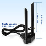 Dual Band Wifi Antenna 2.4Ghz 5Ghz Rp-Sma Wifi Antennae With 6.5Ft Extension Cable For Pc Desktop Computer Pci Pcie Wifi Bluetooth Card Wireless Network Router