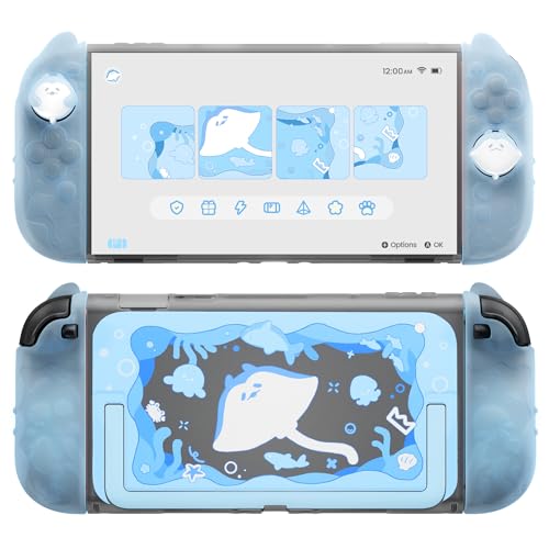 Protective Case for Nintendo Switch 2, Kawaii Ocean Whisper Series Dockable Hard Shell Case + Silicone Grips for Switch 2 with Thumb Grips & Sticker,