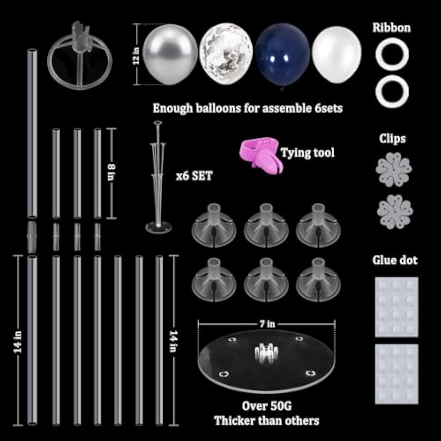 6 Set Balloon Stand With Blue And Silver Balloons Centerpiece Table Decorations Birthday Graduation Bridal Shower Wedding Anniversary Father'S Day Retirement New Years Decorations 2025