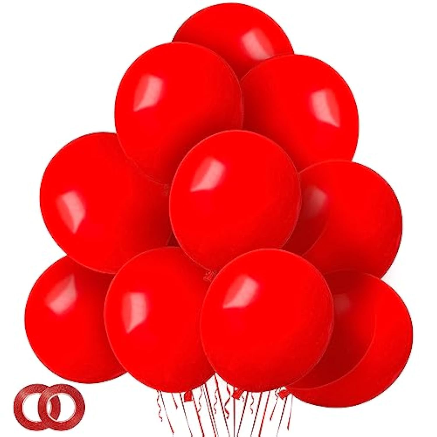 Red Balloons 12 Inch 100 Pack Thicken Latex Red Balloon With 2 Rolls Of Ribbon Round Helium Balloons For Christmas Valentine Birthday Wedding Baby Shower Party Decorations
