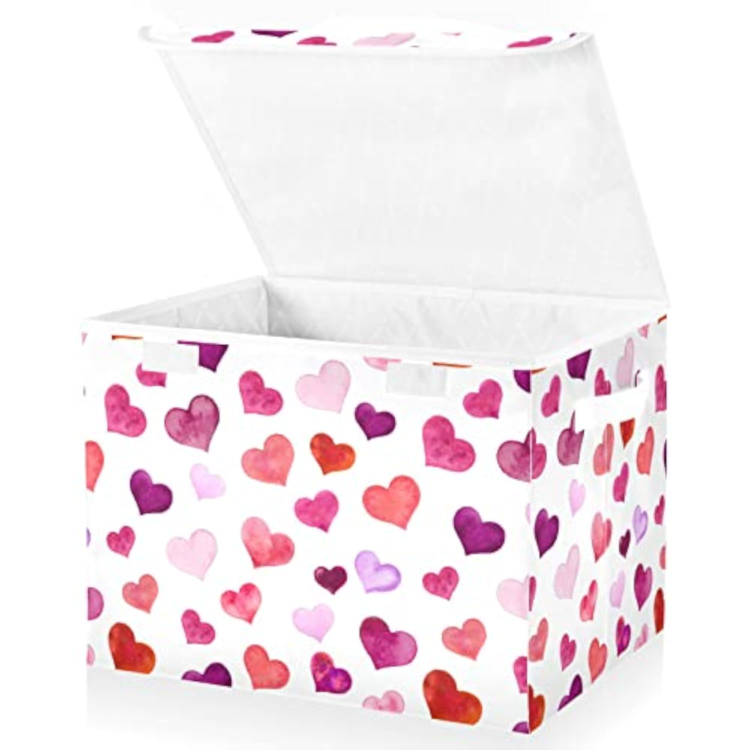 Valentines Storage Baskets Collapsible Storage Bins With Lids, Hearts Storage Boxes Clothes Baskets For Organizing