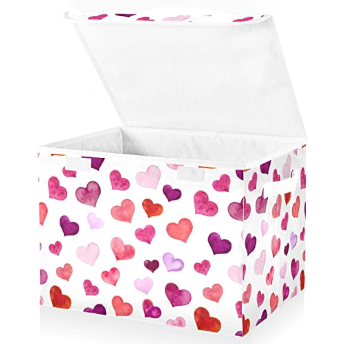 Valentines Storage Baskets Collapsible Storage Bins With Lids, Hearts Storage Boxes Clothes Baskets For Organizing