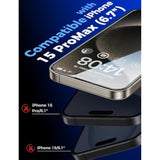 2 Pack For 15 Pro Max 6.7 Inch Tempered Glass Screen Protector, Auto Dust-Elimination Installation, Bubble Free, Dynamic Island Compatible, Hd Clear, Easy Installation