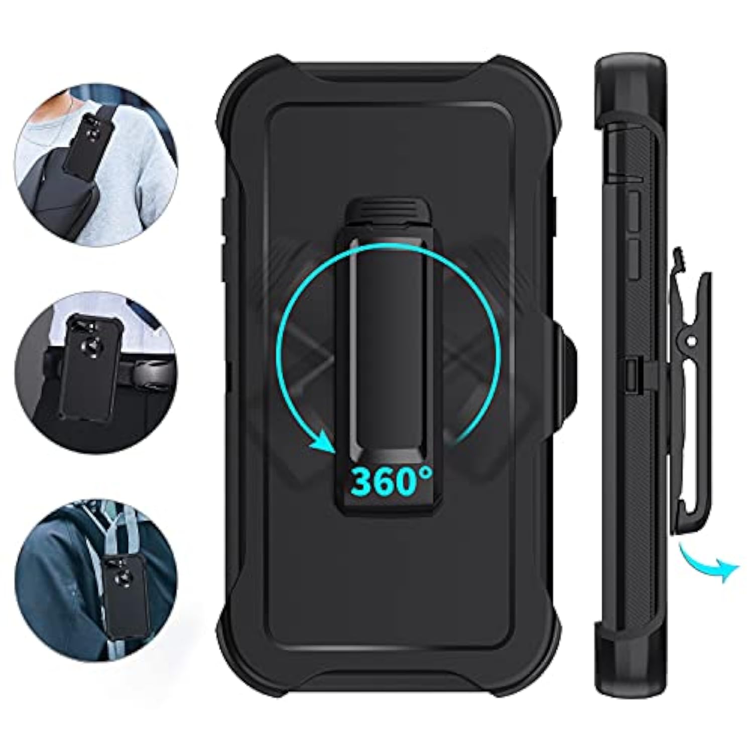 For Iphone 8 Plus/7 Plus Case, Belt-Clip Holster Case, Built-In Screen Protector,Shockproof 3-Layer Full Body Protection Rugged Heavy Duty Hard Cover For Iphone 8+/7+ 5.5 Inch,Black