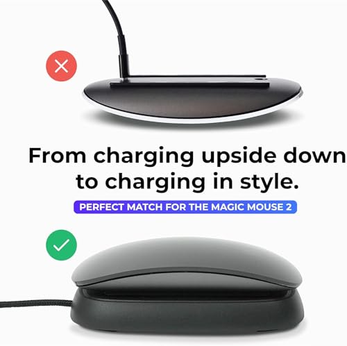 Charging Station Compatible With Apple Magic Mouse 2 - Black - Perfect Accessories | Usable As Charging Dock, Stand & Charger | Includes 5Ft (1.5M) Usb-A Cable | Lightning Connector