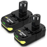 2-Pack 3.0Ah P102 18V Lithium Battery Replacement for Ryobi Cordless Tools