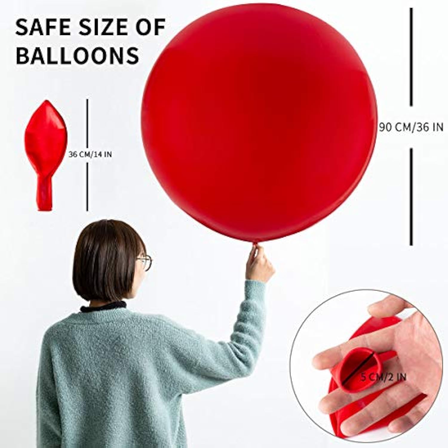 Giant 36 Inch White Balloons Thick Latex White Big Round Balloons 6 Packs