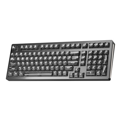 Ky98 Wireless Mechanical Keyboard With Transparent Keycaps,Full Aluminum Cnc,Hot-Swappable,Pre-Lubed Linear Switches,Gasket Structure,Rgb Backlit,Oled Screen,Bt5.0/2.4G/Usb-C Wired (Black)
