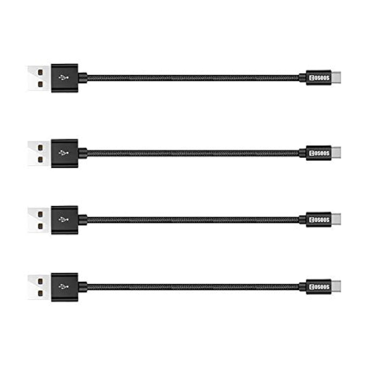 4 Short Usb Type C Cables (9In/23Cm) Nylon Braided Fast Charge & Sync Usb C To Usb 3.0 Cables For Iphone 16, 15, Samsung Galaxy S23 S22 S21 Note 10, Google Pixel,Lg V20 G6, Charging Station