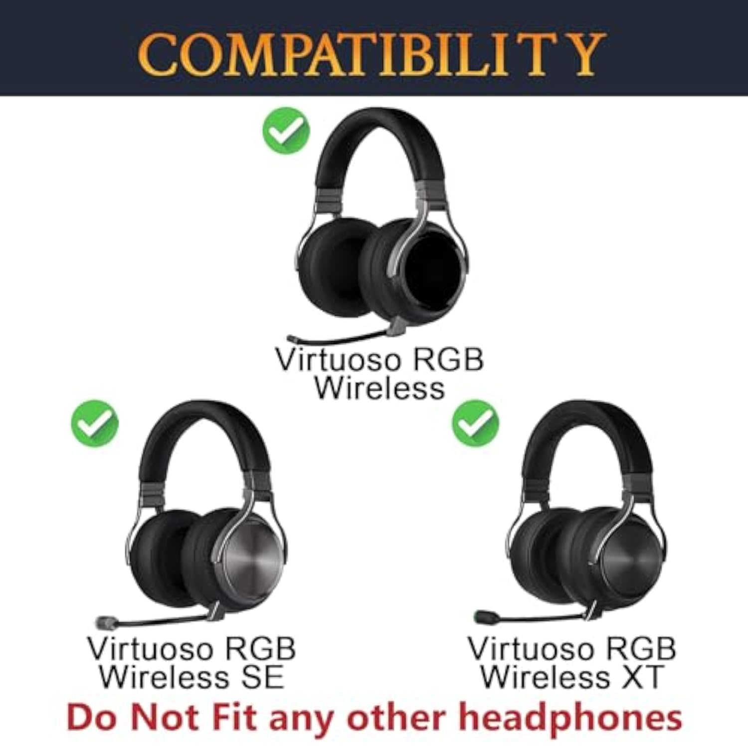 Cooling Gel Ear Pads Replacement For Corsair Virtuoso Rgb Wireless Xt Se Gaming Headset, Earpads Cushions With High-Density Noise Isolation Foam, Added Thickness - Black