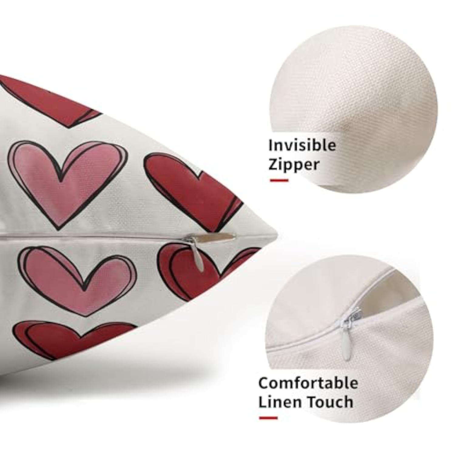 Valentines Day Lumbar Pillow Covers 12X20 In Red Pink Heart Valentine'S Day Decorative Pillow Cases Anniversary Wedding Cotton Linen Throw Pillows Set Of 2 Holiday Home Decor For Sofa Couch Outdoor