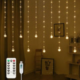 200 Led Curtain Fairy Lights - 9.8 Ft Wishing Ball Window Hanging Lights With Remote, Usb Powered Waterproof For Christm