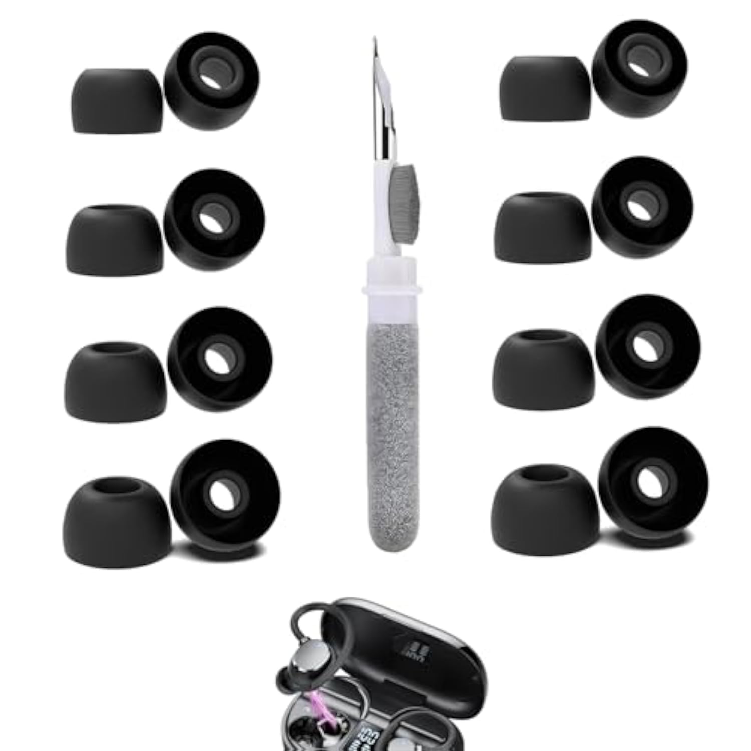 [8 Pairs] Replacement Ear Tips For Hadbleng Q22-Bl, With 3 In 1 Cleaner Kit, Silicone Ear Tips (Xs/S/M/L)