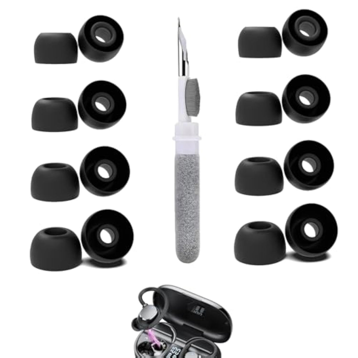 [8 Pairs] Replacement Ear Tips For Hadbleng Q22-Bl, With 3 In 1 Cleaner Kit, Silicone Ear Tips (Xs/S/M/L)