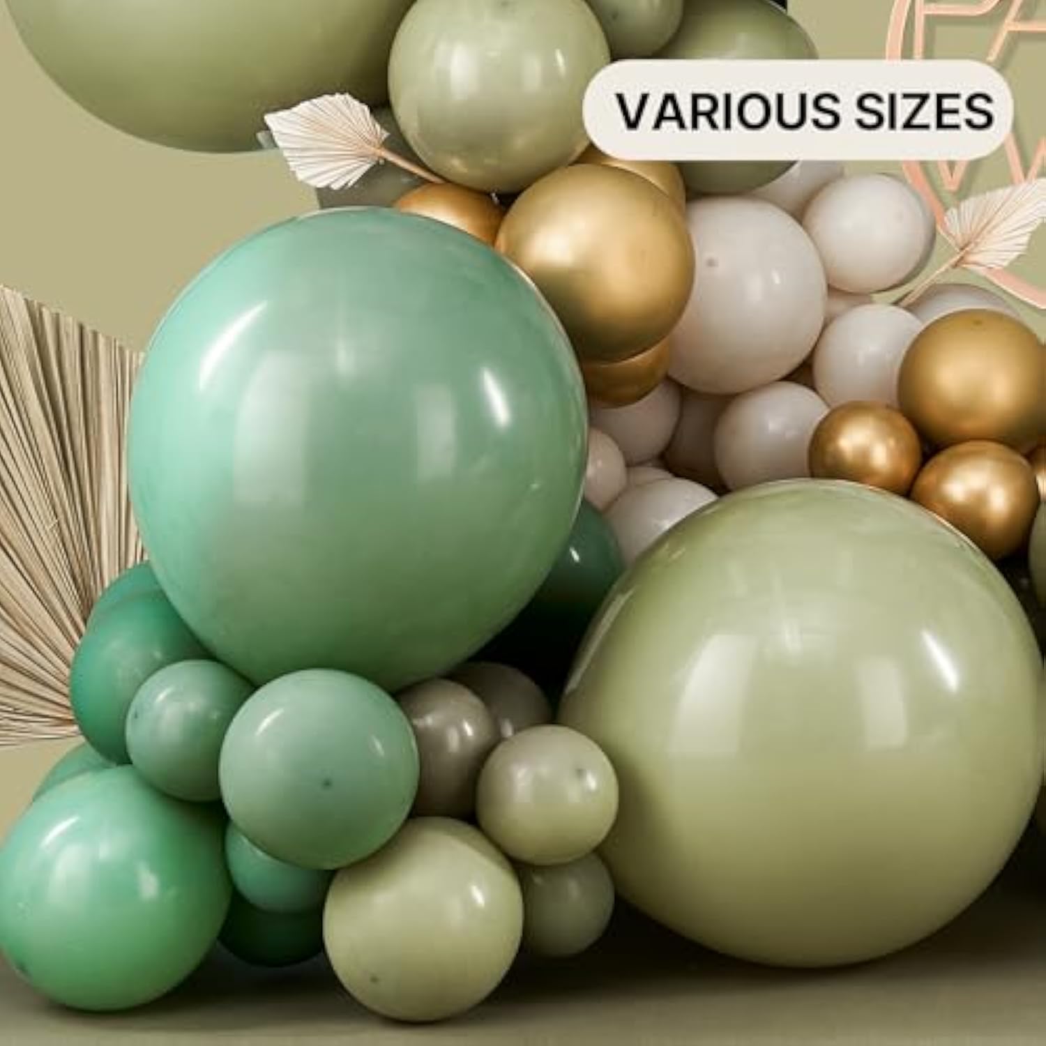 140 Pcs Olive Green Balloon Arch Kit, Sage Green Balloon Garland Kit W
