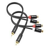 Rca Y Cable, 1 Male To 2 Female Rca Splitter, Subwoofer Splitter Adapter Gold