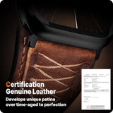 Leather Band Compatible with  Watch Ultra 3/2/1 Band 49mm 46mm 45mm 44mm 42mm Men, Top Grain Leather Replacement Strap for iWatch series 11 10 9