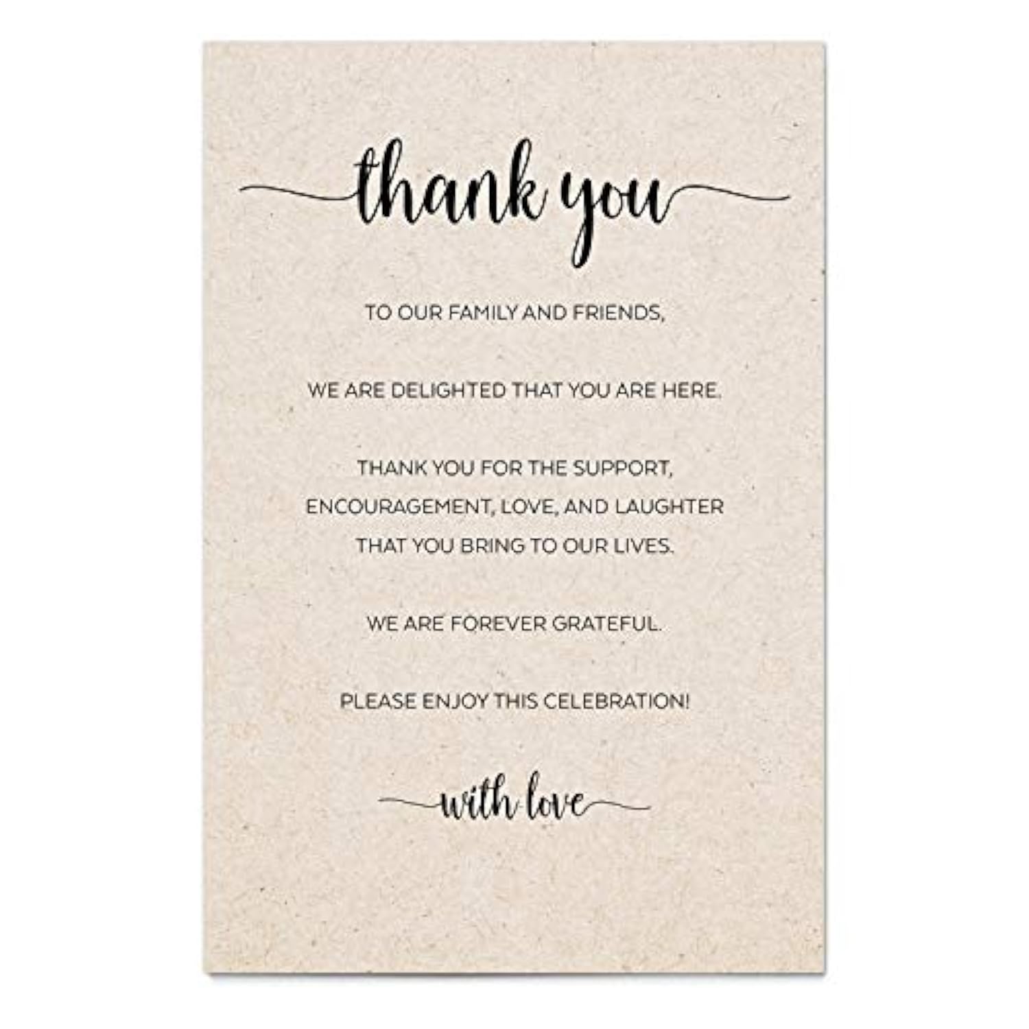 Thank You Table Place Setting Cards (Set Of 50) Made In Usa - 4X6 Large, Rustic Kraft Tan, Wedding, Party, Retirement, Graduation, Birthday, Baby Shower, Bridal, Engagement, Anniversary