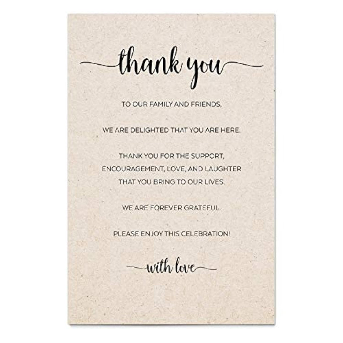 Thank You Table Place Setting Cards (Set Of 50) Made In Usa - 4X6 Large, Rustic Kraft Tan, Wedding, Party, Retirement, Graduation, Birthday, Baby Shower, Bridal, Engagement, Anniversary