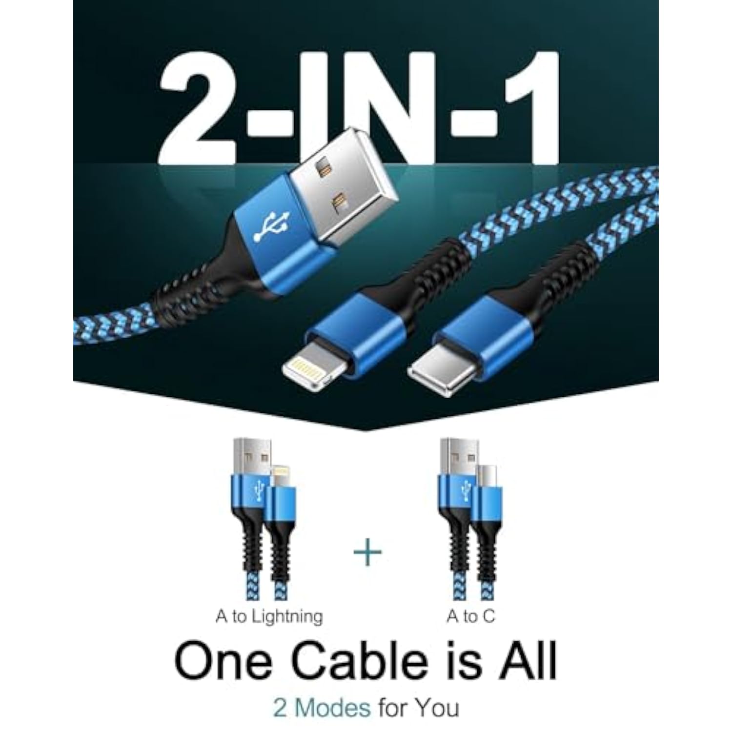 3Pack-4Ft Apple & Android Usb To Lightning & Usb-C 2-In-1 Fast Charger Cable For Iphone 17 17Pro 16E 16 15 14 Pro Max Plus 13 12, Samsung Galaxy A17 A16, Google Pixel 10, Multi Usbc Lighting Usb Cord