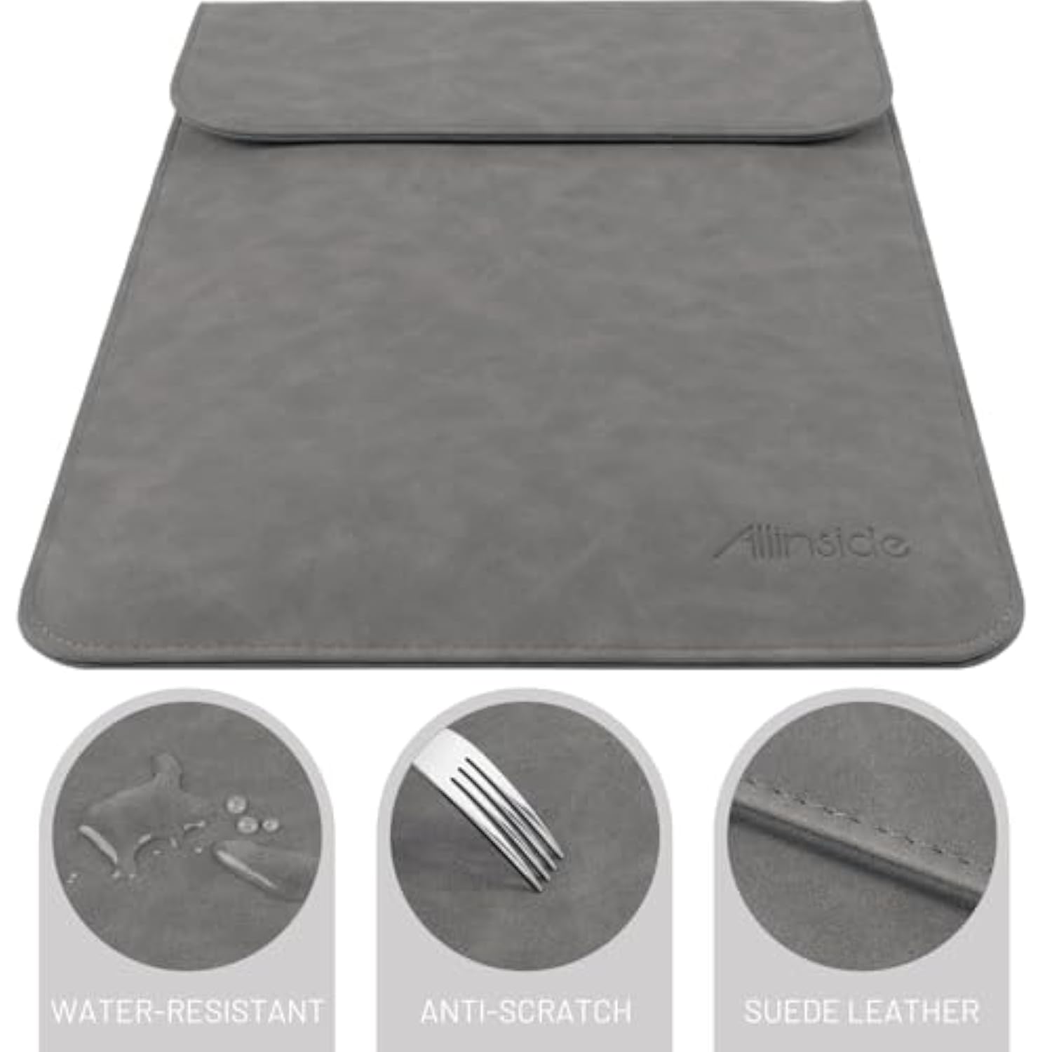 13-13.3 Inch Laptop Sleeve Case For Macbook Pro 14 2021–2024 (A2918, A2992, A3112, A3401, A3185)/Macbook Air 13 2010-2017/Macbook Pro 13 2010-2015, Pu Suede Leather Laptop Case Cover, Gray