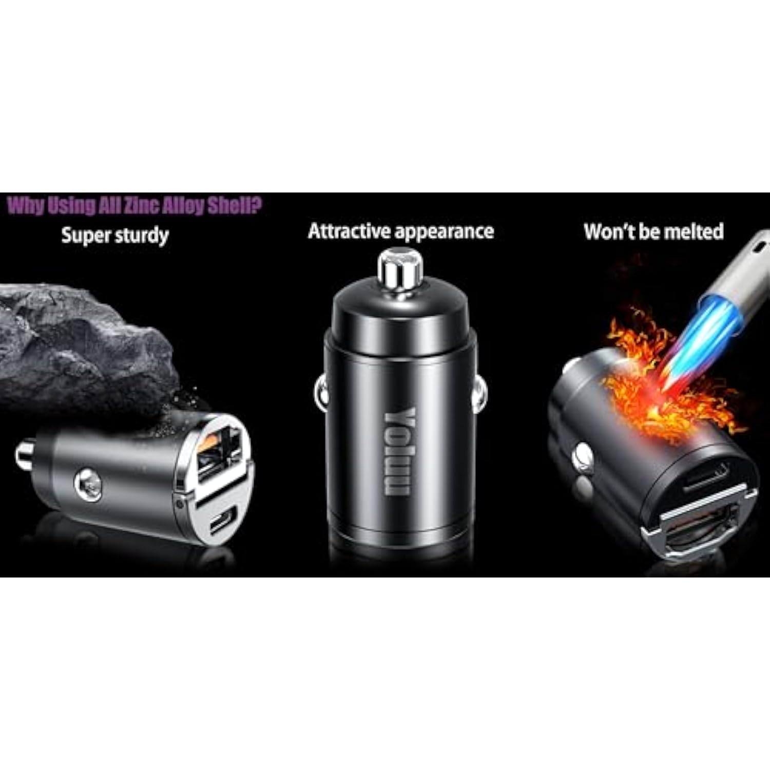 90W Usb-C Super Fast Car Adapter,[Pps Pd45W+Qc45W][2 Pack][Flush Fit&All-Metal] Dual Port Usb-C&A Cigarette Lighter Charger For Iphone15/14/13, Galaxy S23/22,Pixel8, Ipad Pro, Airpods, And More