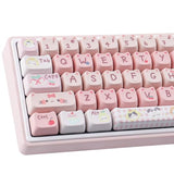 Pbt Keycaps 140 Keys Pink Meow Meow Cat Keycaps Dye-Sublimation Cute Keycap Mao Profile Custom Keycap For Cherry Gateron Mx Swithes Mechanical Gaming Keyboards