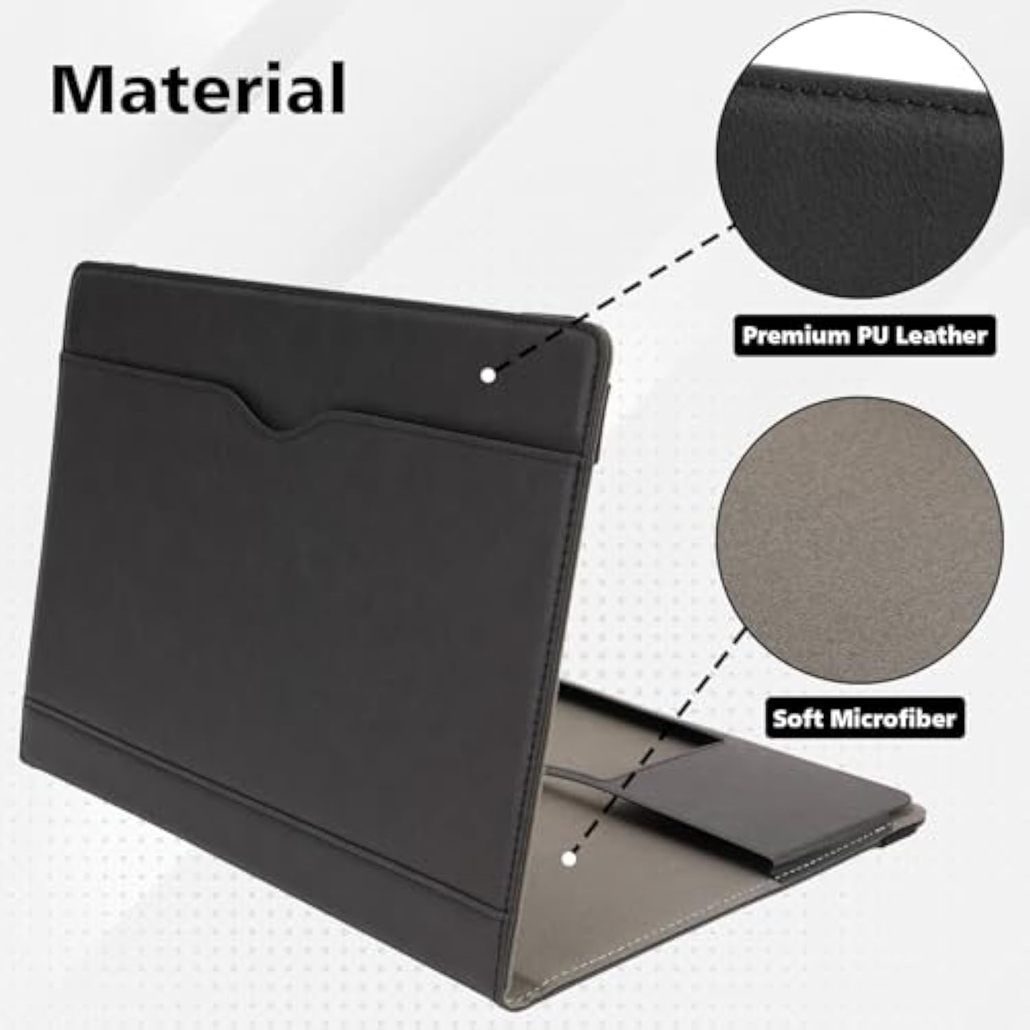 Tytx Compatible With Macbook Air 13 Inch Case, For Older Version 2010-2017 Release A1369 A1466, Pu Leather Laptop Case With Pocket For Papers And Pen Holder, Black