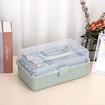 3-Layer Plastic Dividing Storage Craft Organizer With Adjustable Spacers And Portable Handled Multipurpose Home Utility Box For Medicine, Sewing And Art Supply