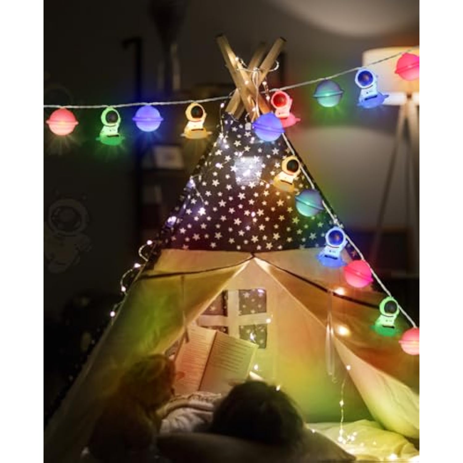 Planet Astronaut String Lights, 20 Led Space Themed Decor Galaxy Fairy Lights Outer Space Room Decor, Battery&Usb Powere