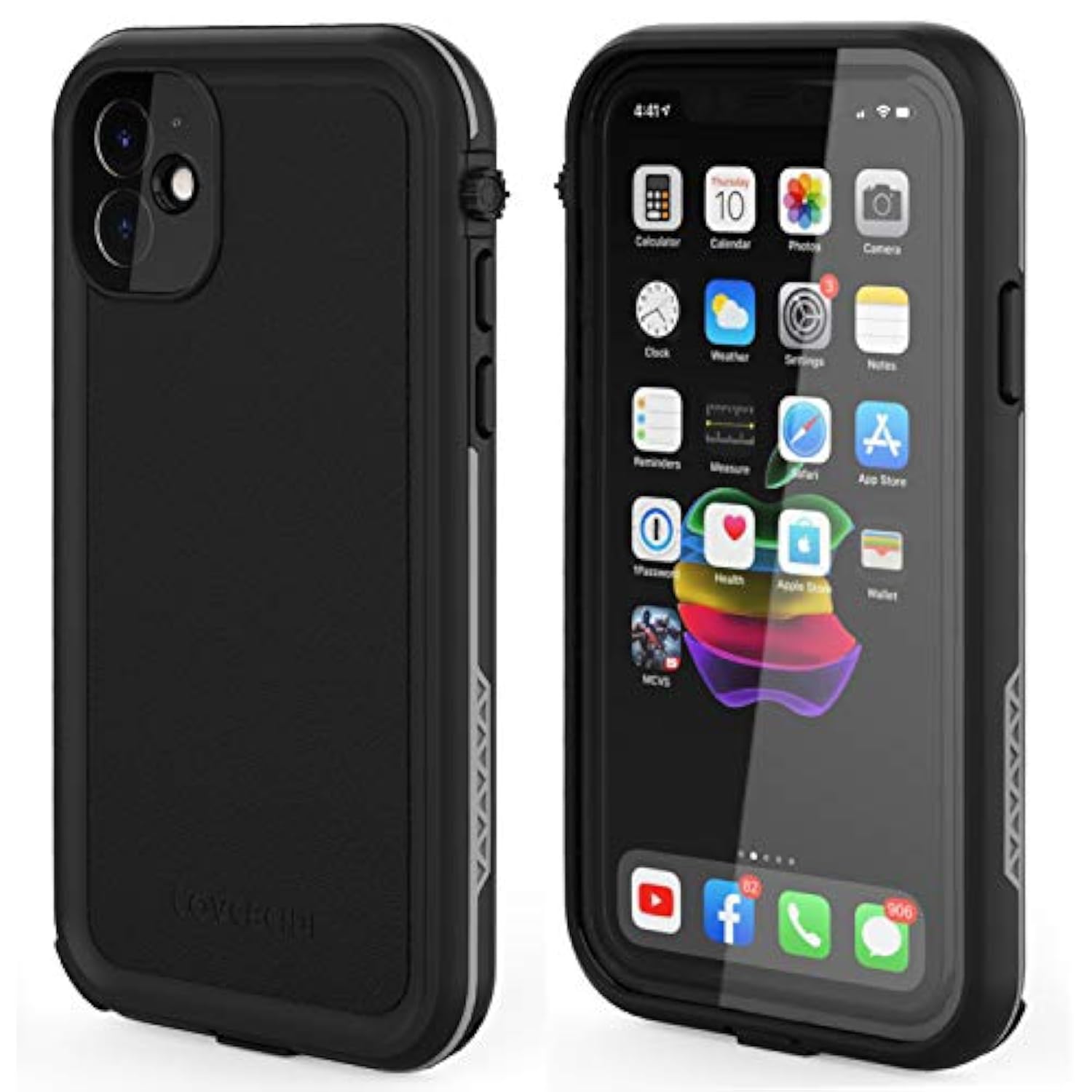 For Iphone 11 Waterproof Case 6.1 Screen Protector Underwater Shockproof Full-Body Dustproof Rugged Case For Aplle Iphone 11 (Black & Gray)