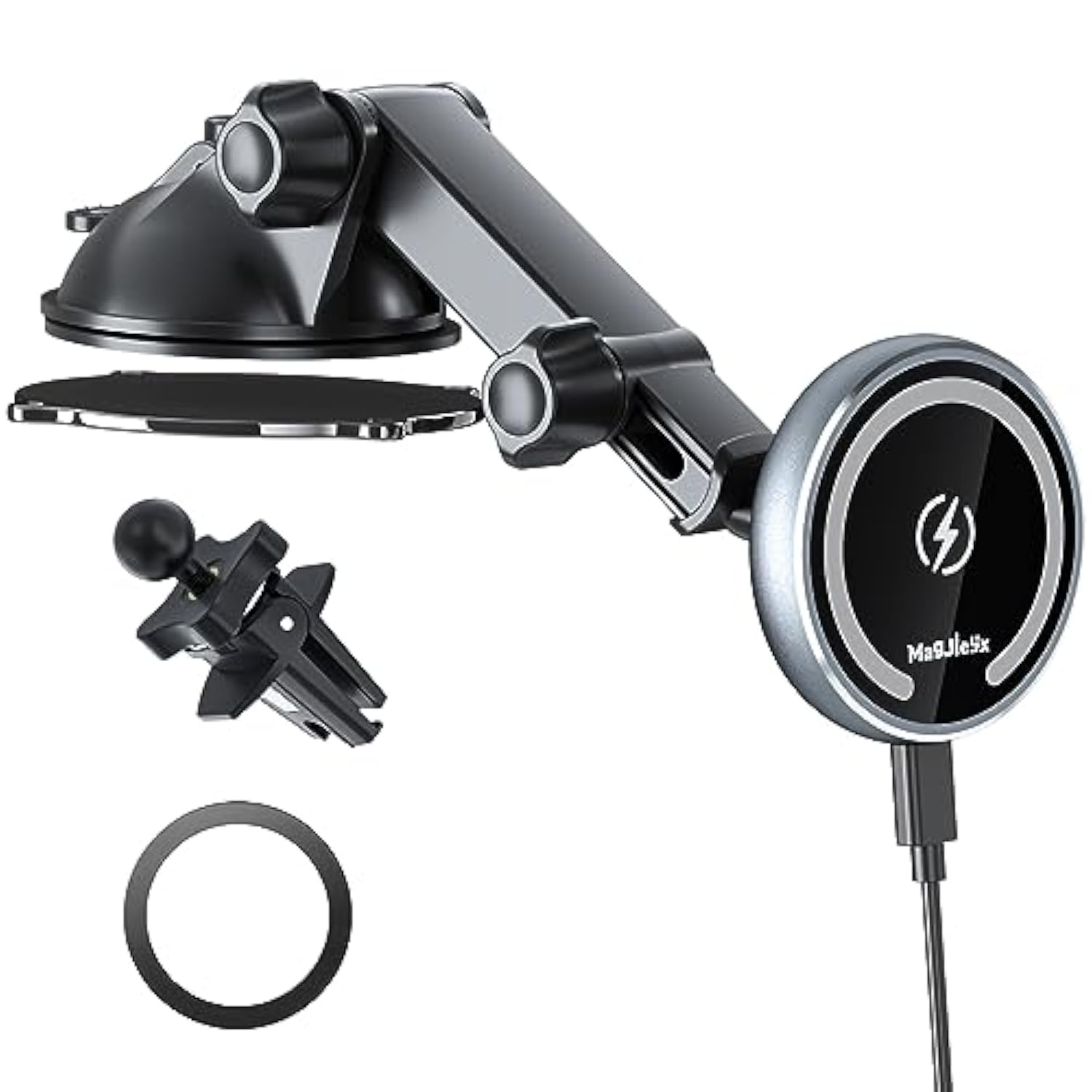 For Magsafe Car Mount Charger, Magnetic Wireless Fast Charging For Iphone16,15,14, 13, 12 Pro Max,Plus,Mini,3-In-1 Vent/Dash/Windshield Auto-Alignment Phone Holder?No 36W Qc3.0 Adapter?