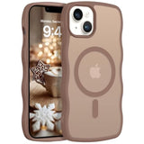 For Iphone 14/Iphone 13 Case, Compatible With Magsafe Wave Frame Design Translucent Matte Back Silicone Bumper Military Grade Magnetic Phone Case Iphone 14/Iphone 13 For Women Girls, Brown