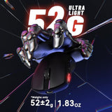M4 Ultra-Light Wireless Gaming Mouse 52G, 24000 Dpi Paw3311 Optical Sensor,2.4G/Bt/Wired Ergonomic Computer Mice, Rgb Lighting,400Mah Battery, Programmable Mouse For Pc/Win/Mac-Black