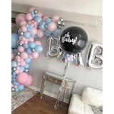 140Pcs Pink Blue Silver Balloon Arch Kit Gender Reveal & Baby Shower Party Decorations