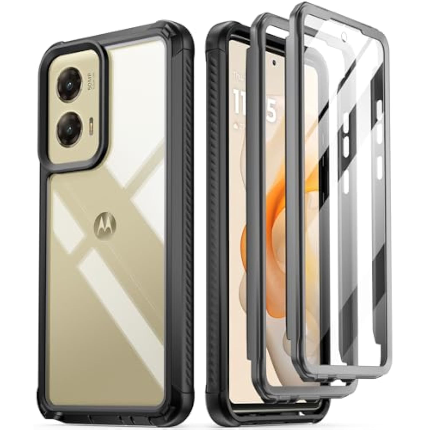 Guardian Case For Motorola Moto G Stylus 5G 2024 [Not Fit 2023 Version],[20 Ft Mil-Grade Drop Tested],Full-Body Hybrid Shockproof Bumper Cover With Built-In Screen Protector,Black/Clear