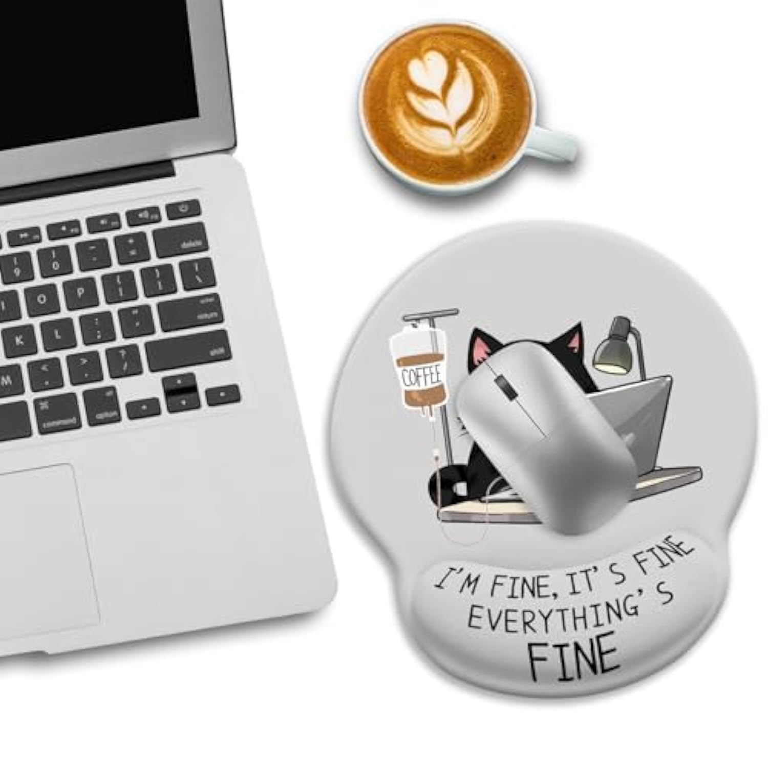 Cat Ergonomic Mouse Pad With Wrist Rest, Gaming Mouse Pad With Wrist Support, Funny Mouse Pads For Desk, Computer Mousepad With Nonslip Pain Relief Pu Base, Cute Office Desk Accessories