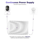Usb To Usb C Power Cable For Cctv Camera, 33Ft Type C Long Power Extension Cable For Tapo Tp-Link Xiaomi Mi Eufy Security Camera Outdoor Indoor Cord With 10 Wire Clips Cable Nails White