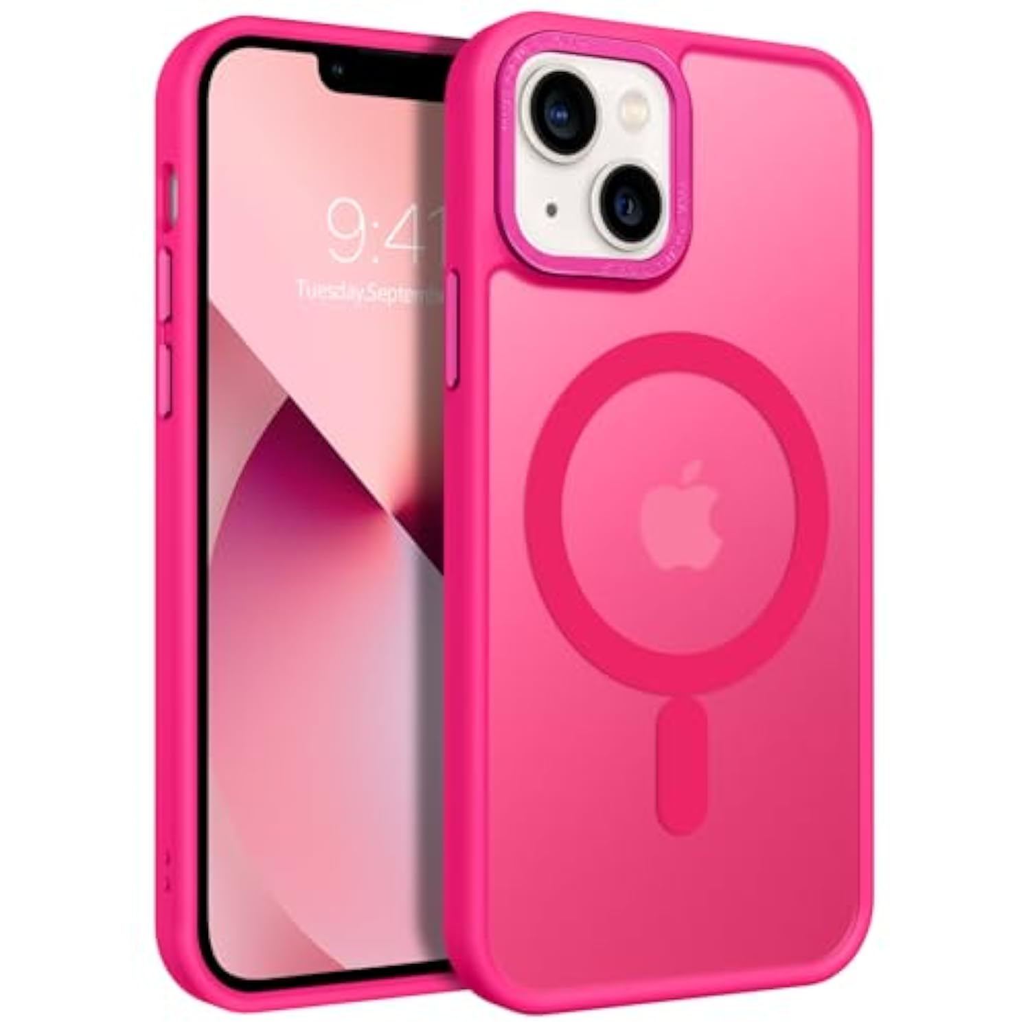 For Iphone 13 Mini Phone Case, Iphone 13 Mini Case [Compatible With Magsafe] Translucent Matte Magnetic Slim Thin Shockproof Women Men Protective Cases Cover 5.4" 2021, Hot Pink