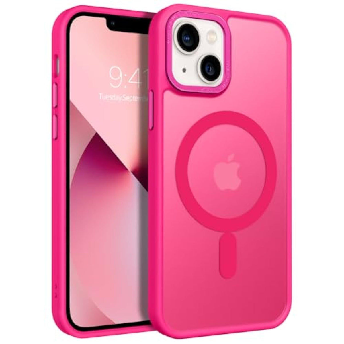 For Iphone 13 Mini Phone Case, Iphone 13 Mini Case [Compatible With Magsafe] Translucent Matte Magnetic Slim Thin Shockproof Women Men Protective Cases Cover 5.4" 2021, Hot Pink