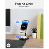 Spigen ArcField (MagFit) for MagSafe 2-in-1 Dual Magnetic Wireless Charging Stand Fast Wireless Charger for iPhone 16e 16 Pro Max Plus 15 14 13 12 Pro Max Airpods Pro 4 3 2nd gen Adapter Not Included