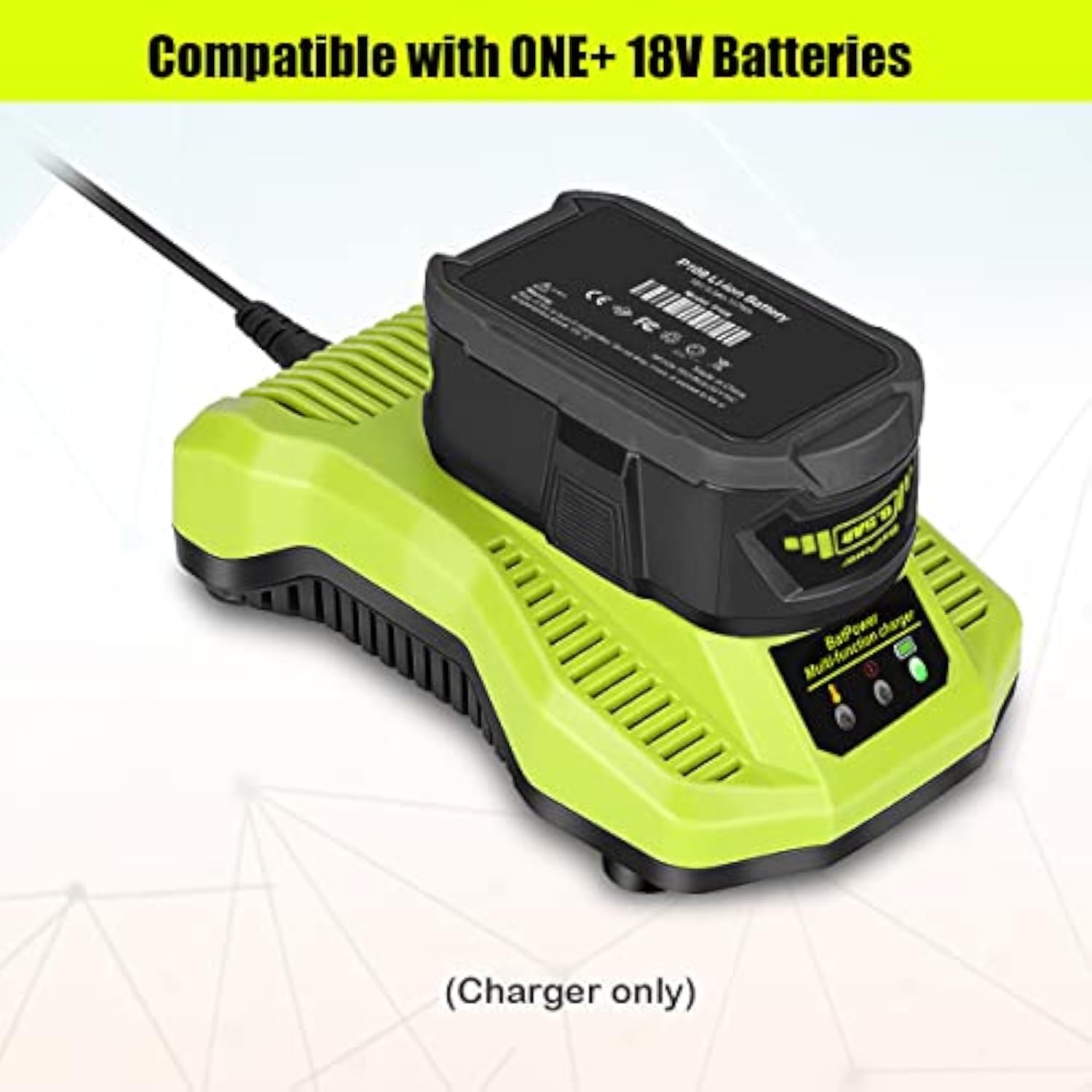 P117 18V Lithium Rapid Charger Replacement for Ryobi One+ Batteries 1.5-6Ah